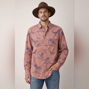 True Grit Eagle Print Button Down Shirt Men's Medium Western Outdoorsy